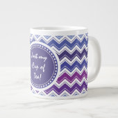 Chevron Tribal ZigZag Pattern in Blue and Paars Grote Koffiekop (Voorkant rechts)