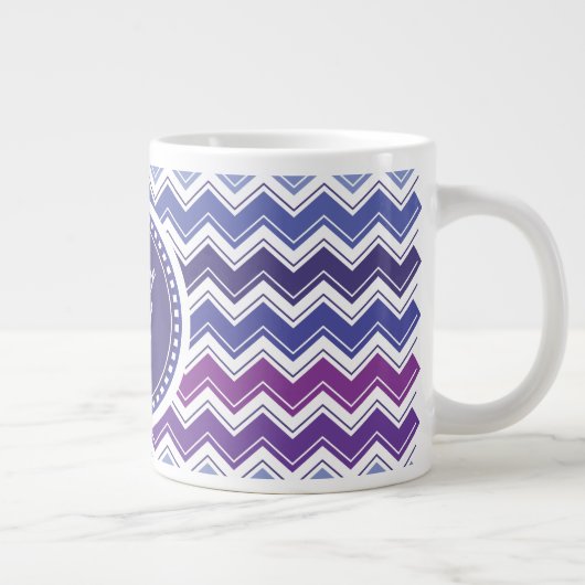 Chevron Tribal ZigZag Pattern in Blue and Paars Grote Koffiekop (Rechts)