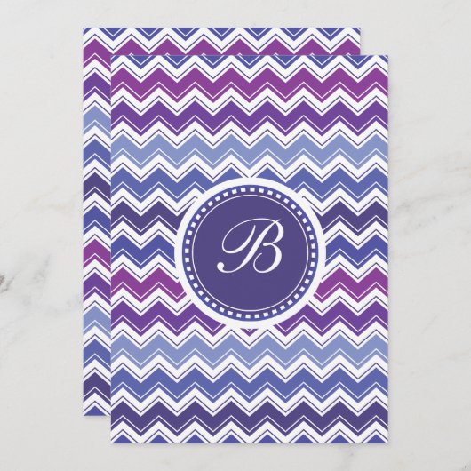 Chevron Tribal ZigZag Pattern in Blue and Paars Kaart (Voorkant / Achterkant)