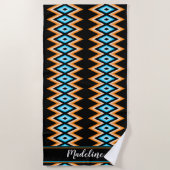 Chevron Tropical Custom name Modern Pattern Beach Strandlaken (Voorkant)