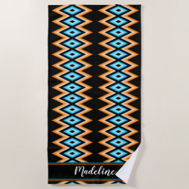 Chevron Tropical Custom name Modern Pattern Beach Strandlaken