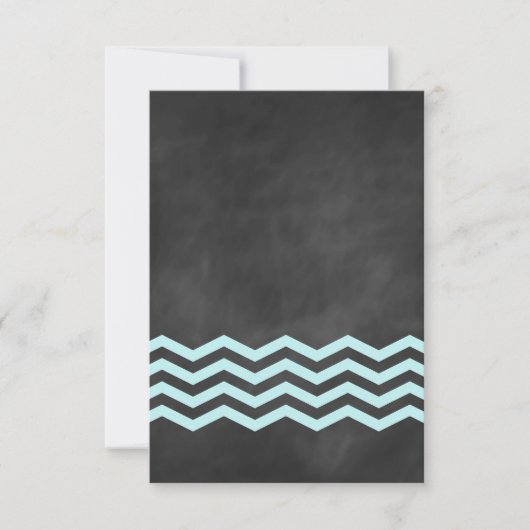 Chevron Turquoise Chalkboard RSVP. RSVP Kaartje (Voorkant)