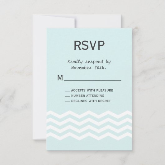 Chevron Turquoise Chalkboard RSVP. RSVP Kaartje (Achterkant)