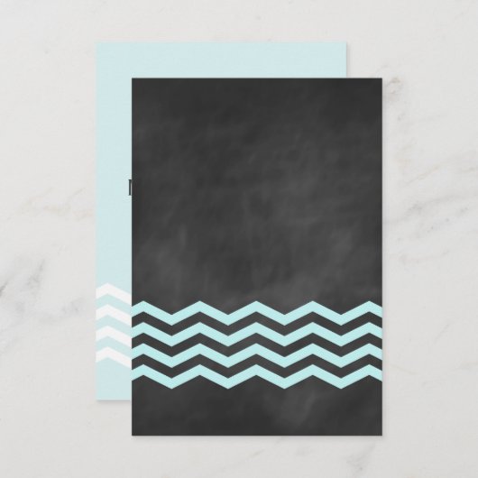 Chevron Turquoise Chalkboard RSVP. RSVP Kaartje (Voorkant / Achterkant)