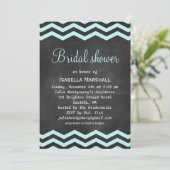 Chevron Turquoise Chalkboard Vrijgezellenfeest Inv Kaart (Staand voorkant)
