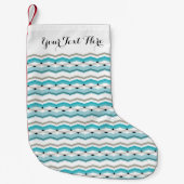 Chevron Turquoise - kerstbeurzen Kleine Kerstsok (Voorkant)