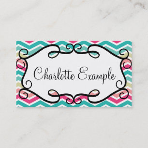 Chevron Turquoise Pink Custom Visitekaartje
