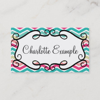 Chevron Turquoise Pink Custom Visitekaartje