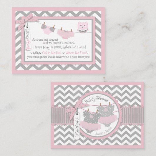 Chevron Tutus Luier Jumper Uil Breng een Boek Kaar Informatiekaartje (Voorkant / Achterkant)