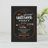 Chevron & Typografie Halloween uitnodiging (Staand voorkant)