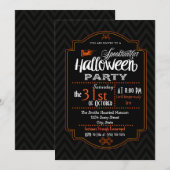 Chevron & Typografie Halloween uitnodiging (Voorkant / Achterkant)