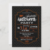 Chevron & Typography Halloween Invitation Kaart (Voorkant)