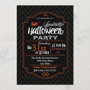 Chevron & Typography Halloween Invitation Kaart