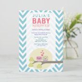 Chevron Uilen in Tree Baby shower Uitnodigen Kaart (Staand voorkant)