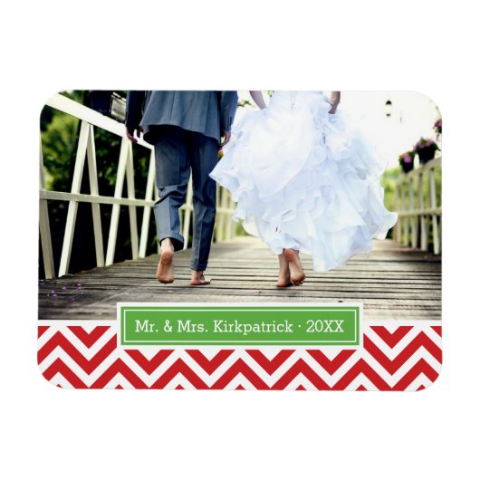 Chevron Vakantie Monogram Foto Magneet (Horizontaal)