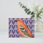 Chevron & Vintage Pink Bird Briefkaart (Staand voorkant)