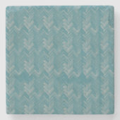 Chevron visgraat patroon turquoise stenen onderzetter (Voorkant)