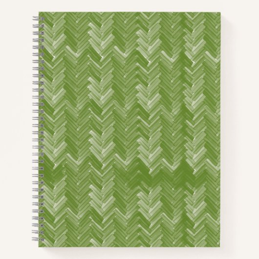 Chevron visgraatpatroon Forest Green Notitieboek (Voorkant)