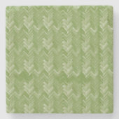Chevron visgraatpatroon Forest Green Stenen Onderzetter (Voorkant)