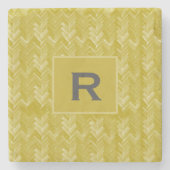 Chevron visgraatpatroon  gouden Initiaal Stenen Onderzetter (Voorkant)