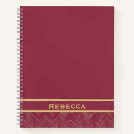 Chevron visgraatpatroon Luxe rood monogram Notitieboek