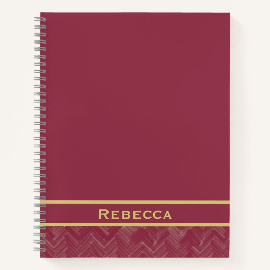 Chevron visgraatpatroon Luxe rood monogram Notitieboek (Voorkant)