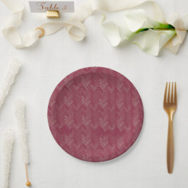Chevron, visgraatpatroon, luxe rood papieren bordje