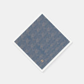 Chevron visgraatpatroon Retro blauw Initiaal Servet (Hoek)