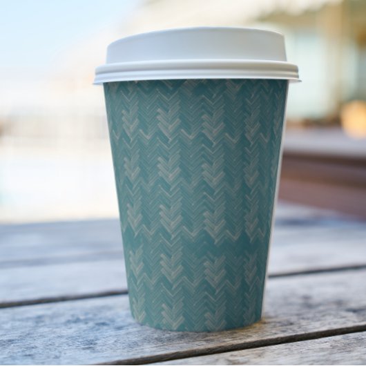 Chevron, visgraatpatroon, turkoois papieren bekers
