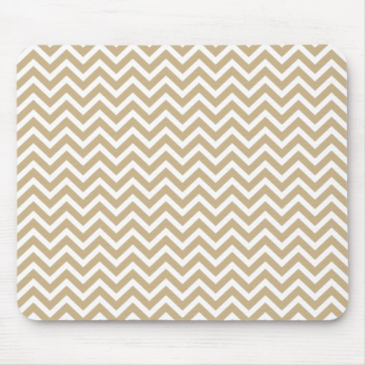 Chevron Wavy Stripes in kerstgoud en wit Muismat (Voorkant)