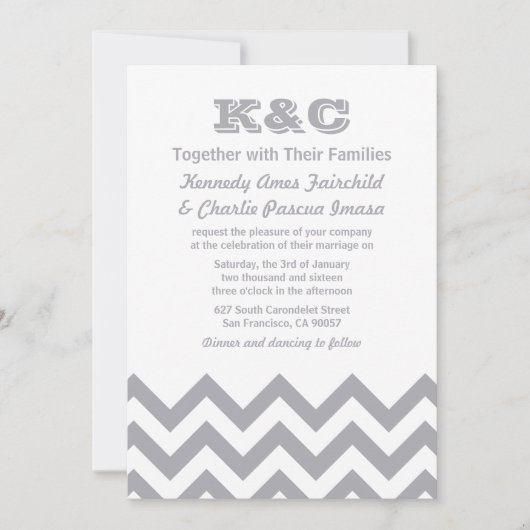 Chevron Wedding Invitations Kaart (Voorkant)