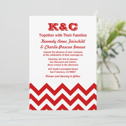 Chevron Wedding Invitations Kaart (Staand voorkant)