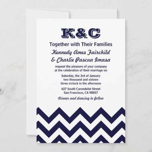Chevron Wedding Invitations Kaart (Voorkant)