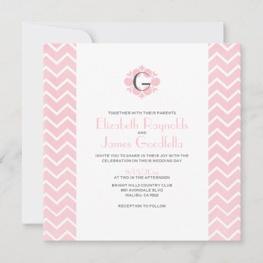 Chevron Wedding Invitations Kaart (Voorkant)