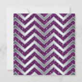Chevron Wedding Invite Sparkle Paars Silver 2 Kaart (Achterkant)