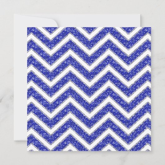 Chevron Wedding Invite Sparkle Royal Blue White Kaart (Achterkant)