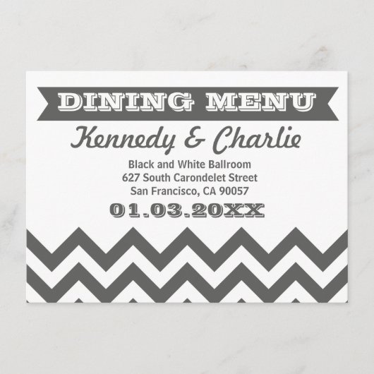 Chevron Wedding Menu Cards (Voorkant)