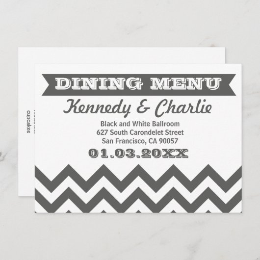 Chevron Wedding Menu Cards (Voorkant / Achterkant)