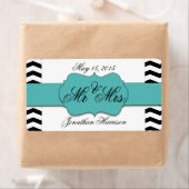 Chevron Wedding Mr en Mrs Waterfles Labels (Insitu)