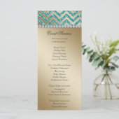 Chevron Wedding Rack Kaarten Sparkle Blauwgroen Go (Staand voorkant)