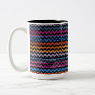  Chevron Wood #3 Tweekleurige Koffiemok