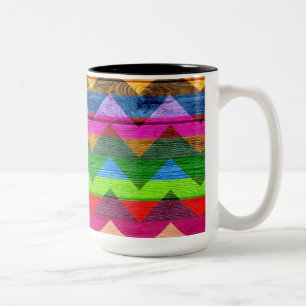 Chevron Wood Abstract #4 Tweekleurige Koffiemok