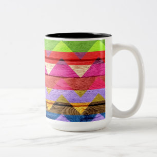  Chevron Wood Abstract #5 Tweekleurige Koffiemok