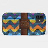 Chevron Wood Brown Leather Kijk uit 3 Case-Mate iPhone Case (Achterkant (horizontaal))