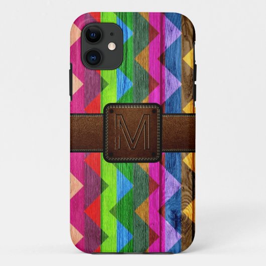 Chevron Wood Brown Leather Kijk uit #4 Case-Mate iPhone Case (Achterkant)