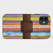 Chevron Wood Brown Leather Kijk uit Case-Mate iPhone Case (Achterkant (horizontaal))