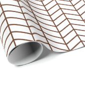 Chevron Wrapping Paper - Bruin op White Cadeaupapier (Rol Hoek)