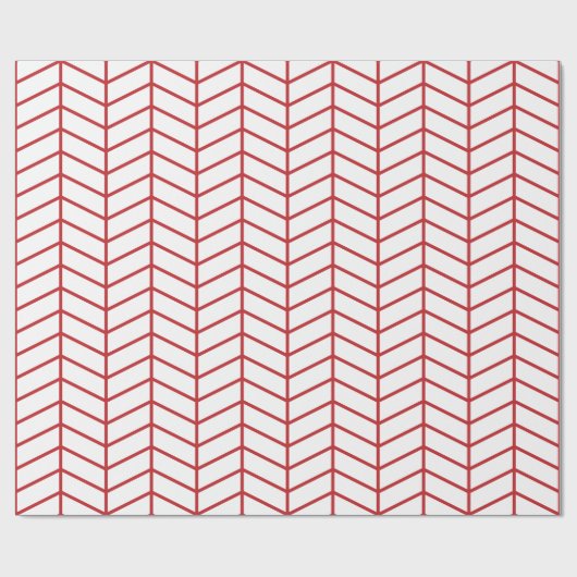 Chevron Wrapping Paper - Donkerrood op wit |XL| Cadeaupapier (Vlak)