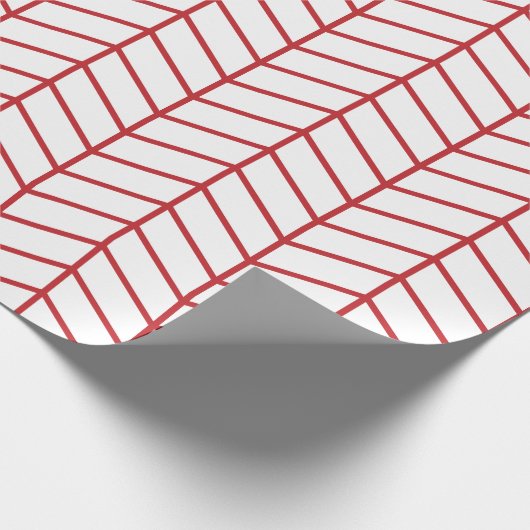 Chevron Wrapping Paper - Donkerrood op wit |XL| Cadeaupapier (Hoek)