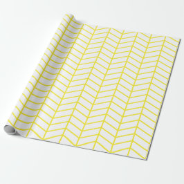 Chevron Wrapping Paper - Geel op wit |XL| Cadeaupapier